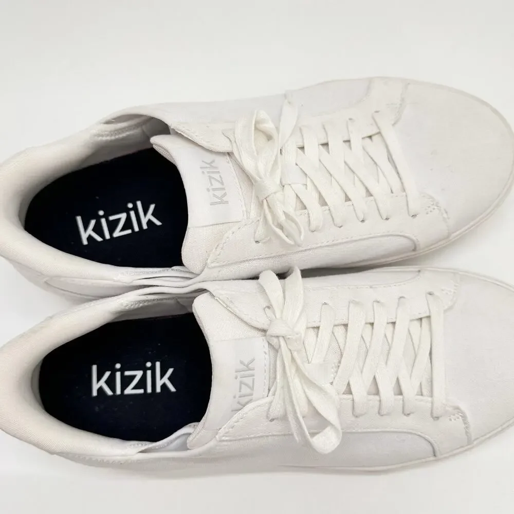 Kizik Irvine Hands-Free Slip-On Sneakers Men's 8.5 / Women's 10 White Canvas